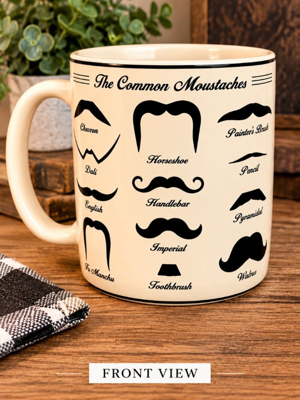 222 Fifth Moustachios Coffee Mug Fine China Mustache Novelty Cup